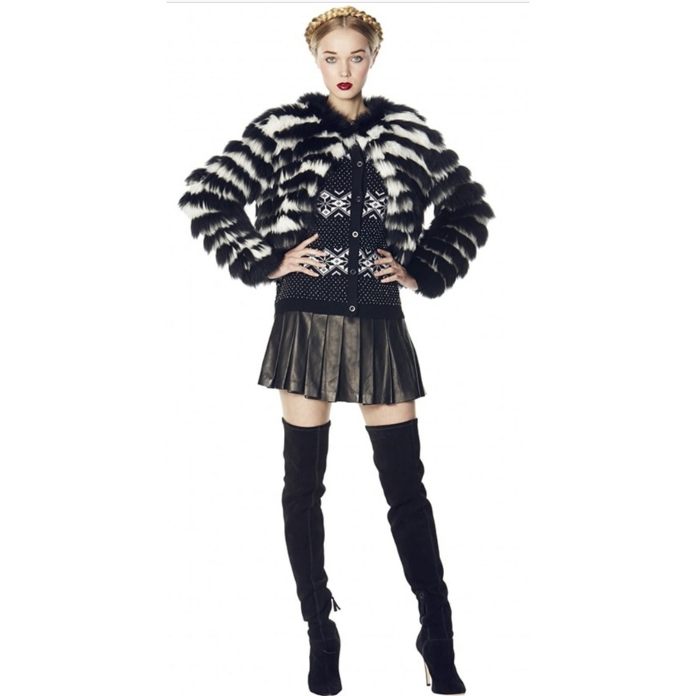 🖤NWT🖤Alice + Olivia Striped Fur Jacket - Picture 4 of 6
